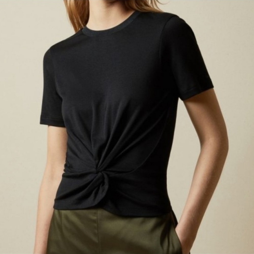 Ted Baker Black Twist-Knot Short Sleeve Top
